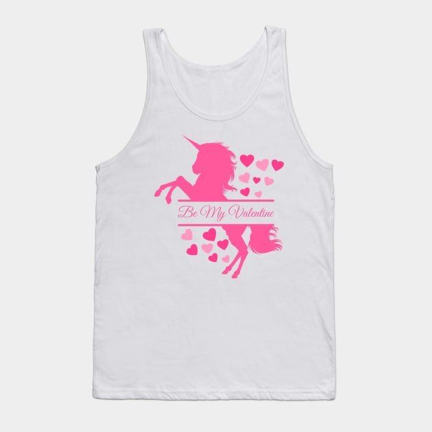 Would You Be My Valentine Lover Design, Cute Unicorn Horse Happy Valentines Day Fans Lovers. Funny Valentine Day Quote Gifts Tank Top by Printofi.com